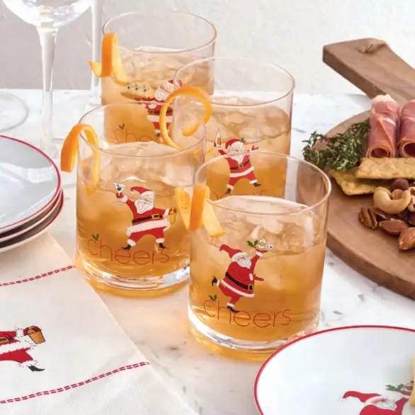 COCKTAILS SANTA GLASSES S/4