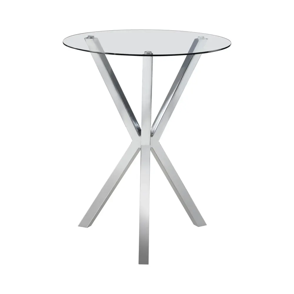 Diamond Modern Furniture COA Round Denali Pub Height Dining Table Glass Top and Pedestal Base 100186