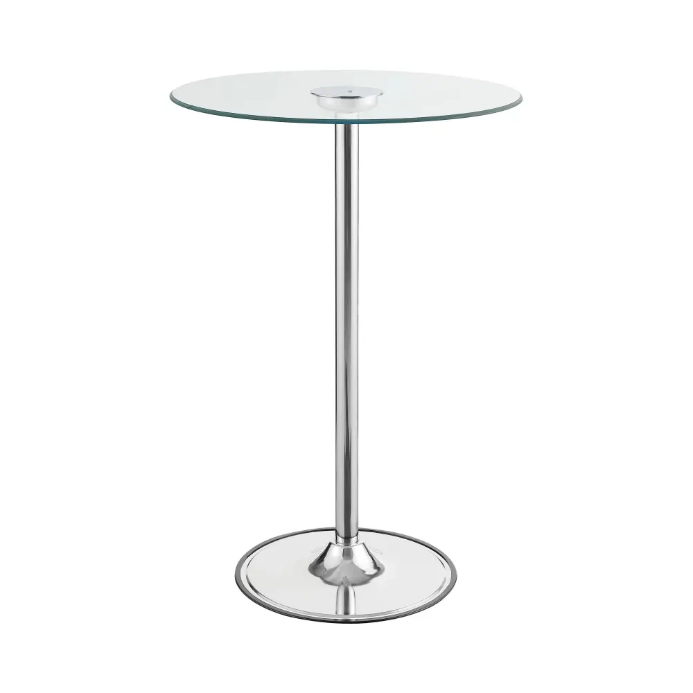Diamond Modern Furniture COA Round Thea Pub Height Dining Table Glass Top and Pedestal Base 122400
