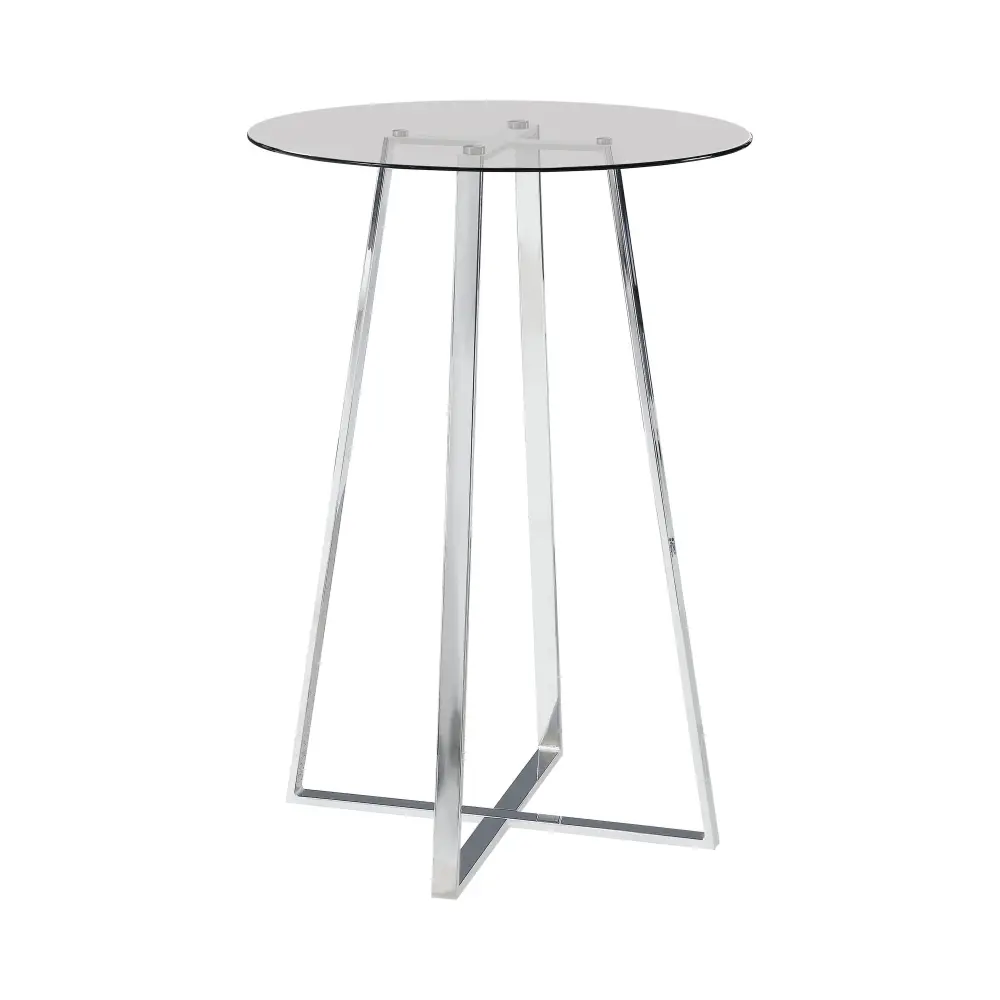 Diamond Modern Furniture COA Round Zanella Pub Height Dining Table Glass Top and Pedestal Base 100026