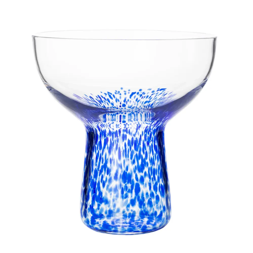 Dottie Blue Dots Handblown Cocktail Glass - Set 4