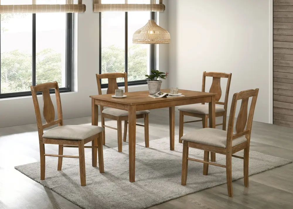 Kayee - 5 Pieces Pack Dining Place - Weathered Oak