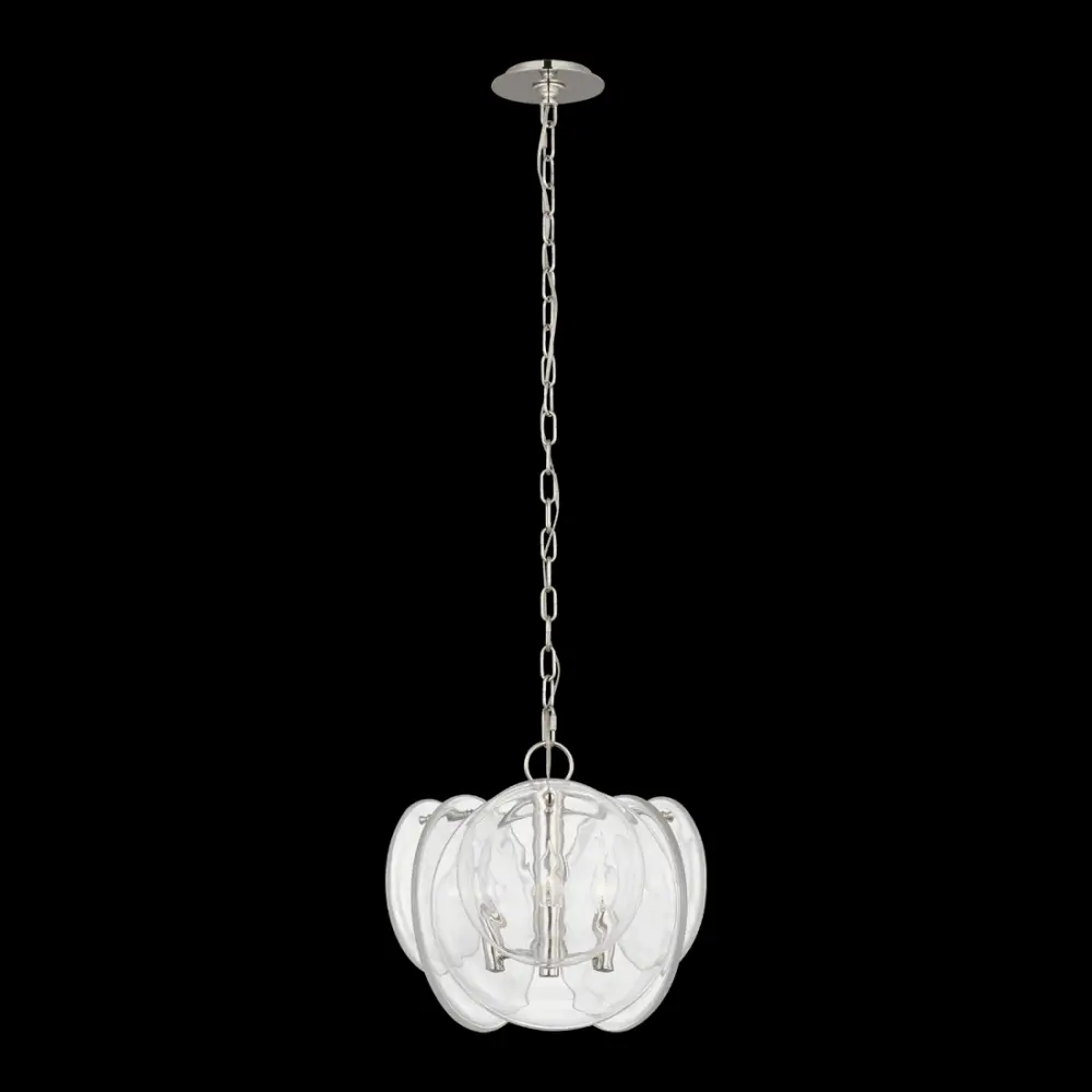 Loire Petite Chandelier - Glossy Nickel Clear Strie Glass