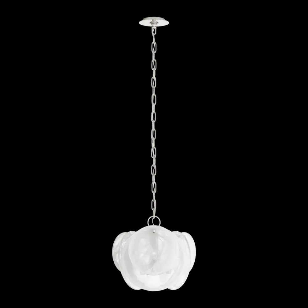 Loire Petite Chandelier - Polished Nickel Chalk Strie Glass