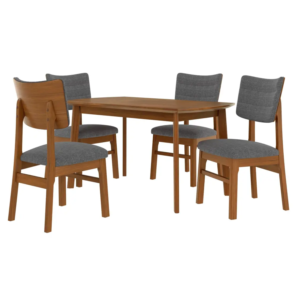 Mid Century Modern Dining Table Set 4, Solid Wood Dining Table And Robust Wood Chairs, 5 Pieces Farmhouse Dining Table And...
