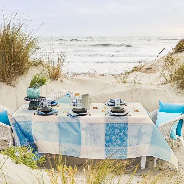 Mille Oceans Ecume Jacquard Coated Cotton Tablecloth