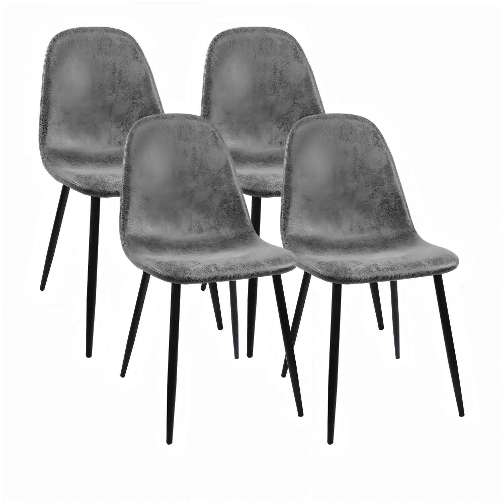 Modern Accent Dining Chairs Upholstered Seat, Metal Legs (Set 4)