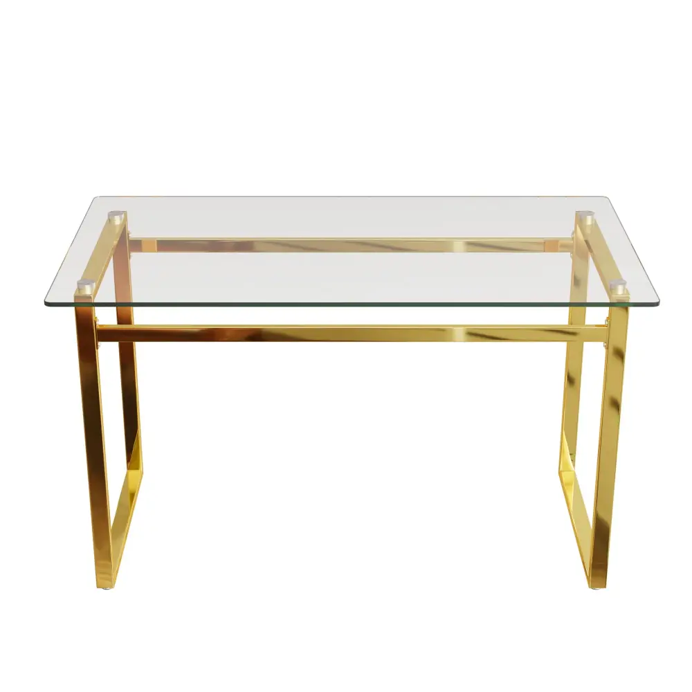 Modern Minimalist Rectangular Dining Table Tempered Glass Top