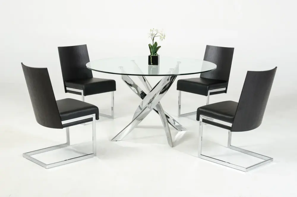 Modrest Pyrite Up-to-date Round Glass Dining Table