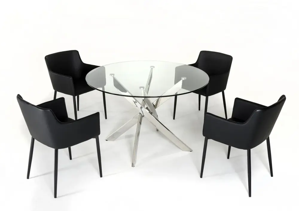 Modrest Spark Modern Crystal Glass Circular Dining Table