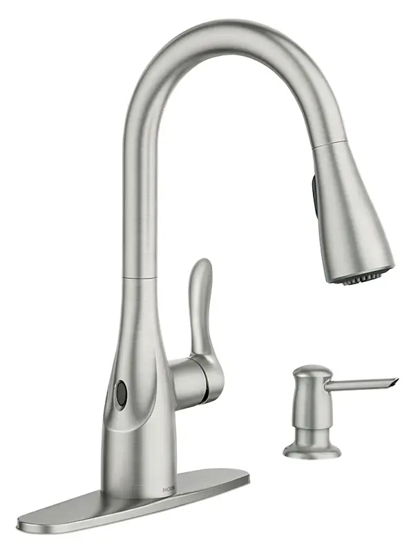 Moen Arlo Series 87087EWSRS Pull-Down Kitchen Faucet, 1.5 gpm, 1-Handle, Metal, Stain-free Steel, Deck Mounting