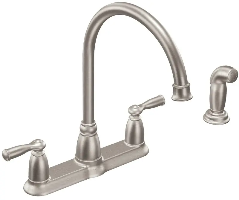 Moen Banbury Series CA87000SRS Kitchen Faucet, 1.5 gpm, 2-Handle, Stainless Metal, Stainless Steel, Lever Handle