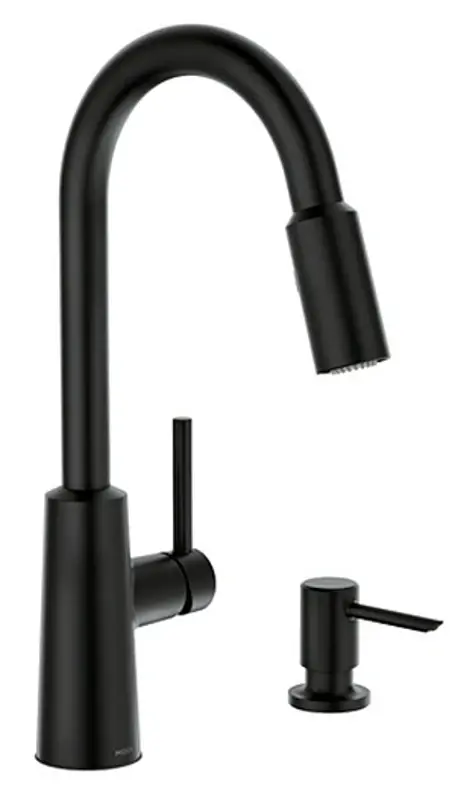 Moen Nori Series 87066BL Pull-Down Kitchen Faucet, 1.5 gpm, 1-Handle, 1, 4-Faucet Hole, Metal, Satin