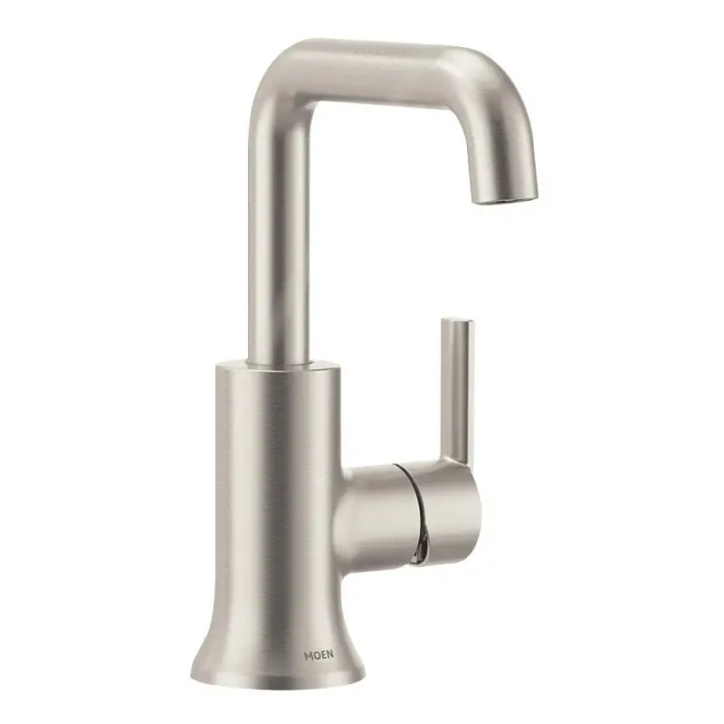 Moen Zyla Series 84140SRN Bathroom Faucet, 1.2 gpm, 1-Handle, Metal/Plastic/Stainless Steel, Soft-touch Nickel