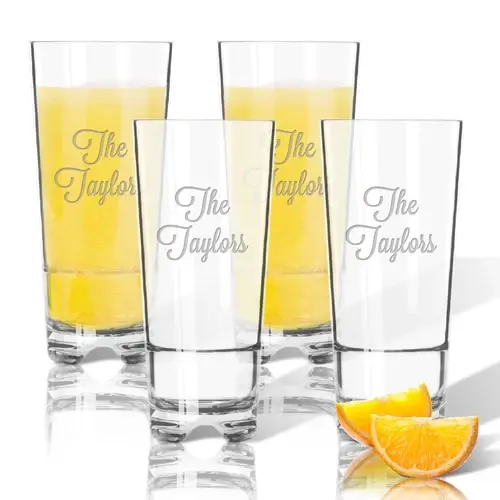 MONOGRAM TRITAN ACRYLIC HIGHBALL OR ICE TEA GLASSES Place 4