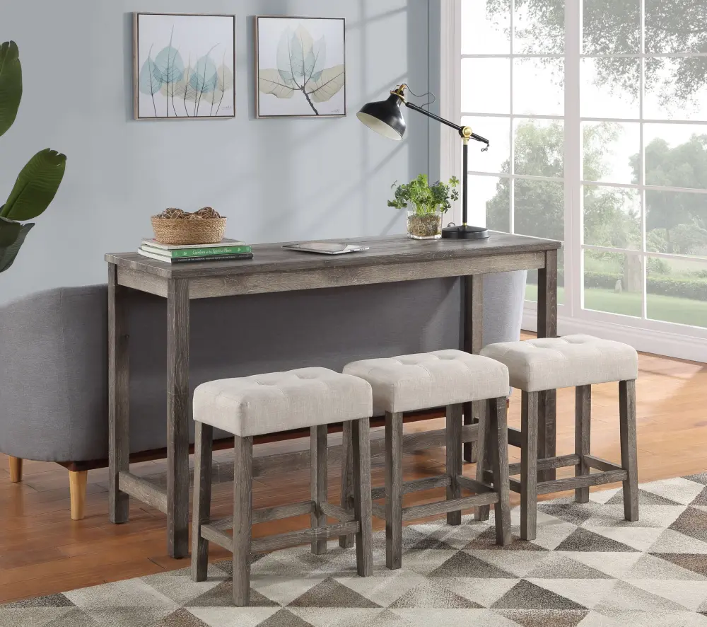 Oriana - 4 Piece Counter Height Pub Table Adjust Tufted Stools