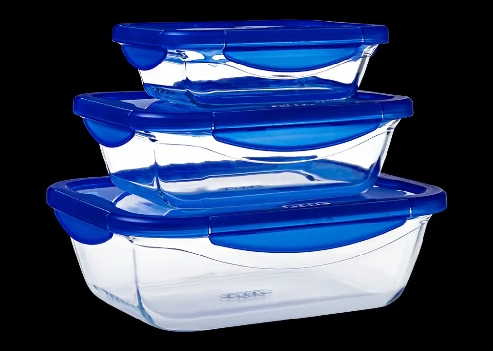 Place aus 3 rechteckigen Lunchboxen aus Glas mit auslaufsicherem Deckel - Cook & Go