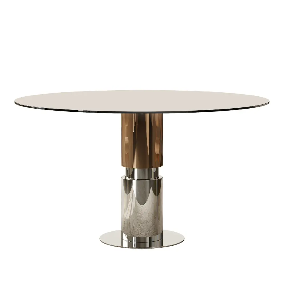 Round Glass Dining Table, Suitable 2 - 4 People - Espresso