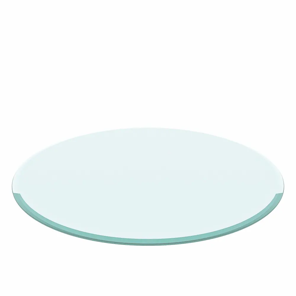30" Round Tempered Glass Table Top Clear Glass 2 / 5" Thick Beveled Glossy Edge - Transparent