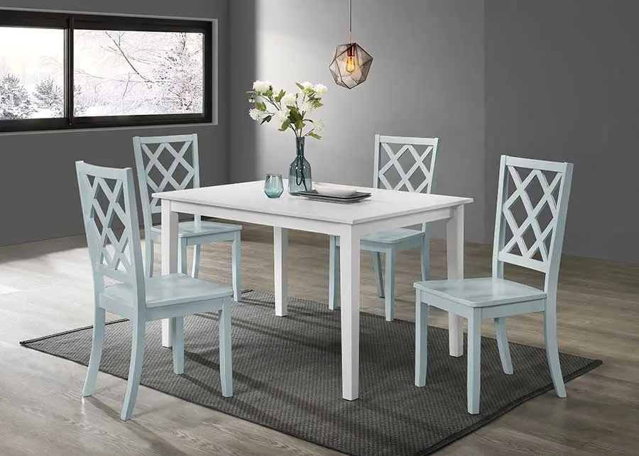 Sandpiper 5 Piece Rectangle Dining Place Mint Side Chairs