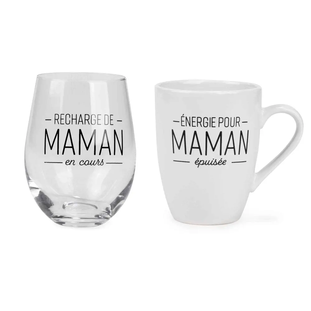 Set (1) Cup and (1) Wine glass MAMAN