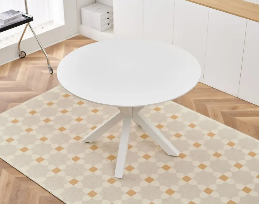 Table Mid-Century Dining Table 4 - 6 People Round Table Top, Pedestal Dining Table, End Table Leisure Coffee Table, Cross Leg