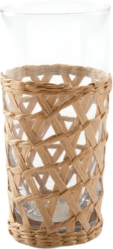 Tall Wicker Wrap Beverage Glass