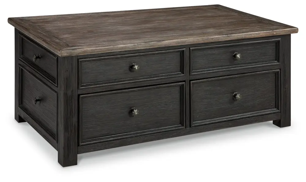 Tyler Creek - Lift Top Cocktail Table - Grayish Taupe / Black