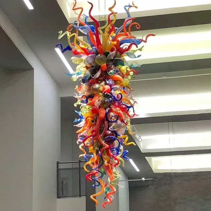 Unique Decorative Artisanal Blown Colorful Glass Chandeliers Large Size