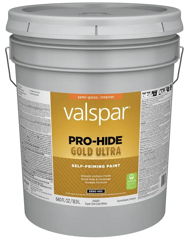 Valspar Pro-Hide Gold Ultra 6400 Series 028.0064000.008 Interior Paint, Acrylic, Latex, Super One Coat Ivory, Semi-Gloss
