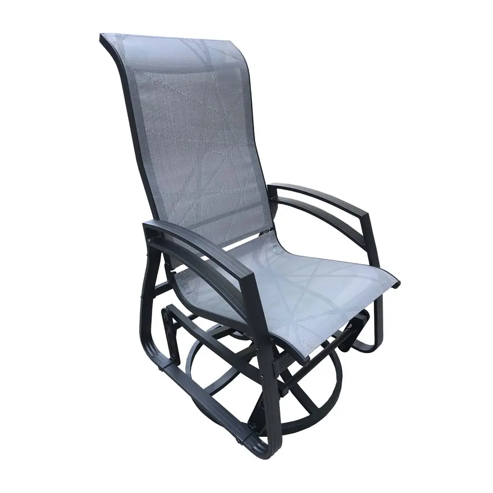 Dallas Kansas Aluminum Rotate Single Glider Chair, 360° Rotation (Grey) Game Room