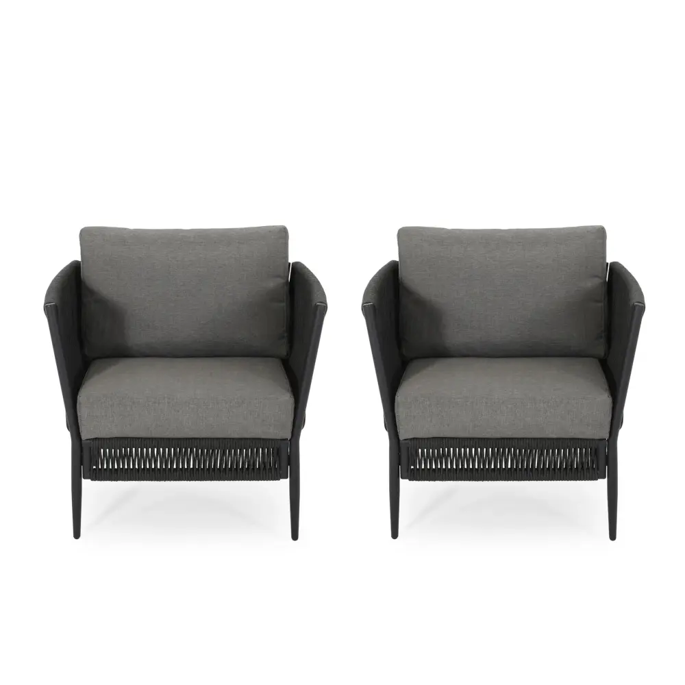 Hanford - Modern Club Chair Woven Rope Design - Ash