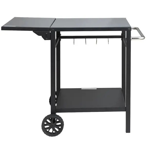VEVOR Outdoor Grill Dining Cart Double-Shelf, Multifunctional Foldable Iron Table Top, JSHWBCTC5565WNHR1V0