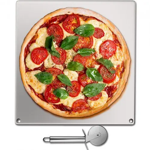 VEVOR Pizza Metal Steel Baking Stone, Rectangle Steel Pizza Pan, 16" x 14" x 0.2" Steel Pizza Plate, PSGBJC...