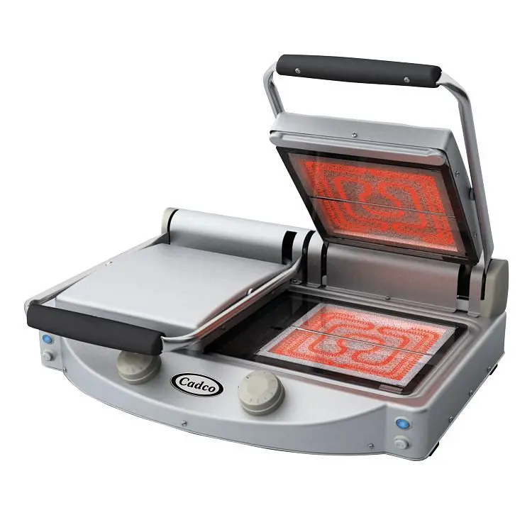Cadco Double Clamshell Grill, Glass Ceramic, Transparent Plain Shank Plates, CPG-20FC