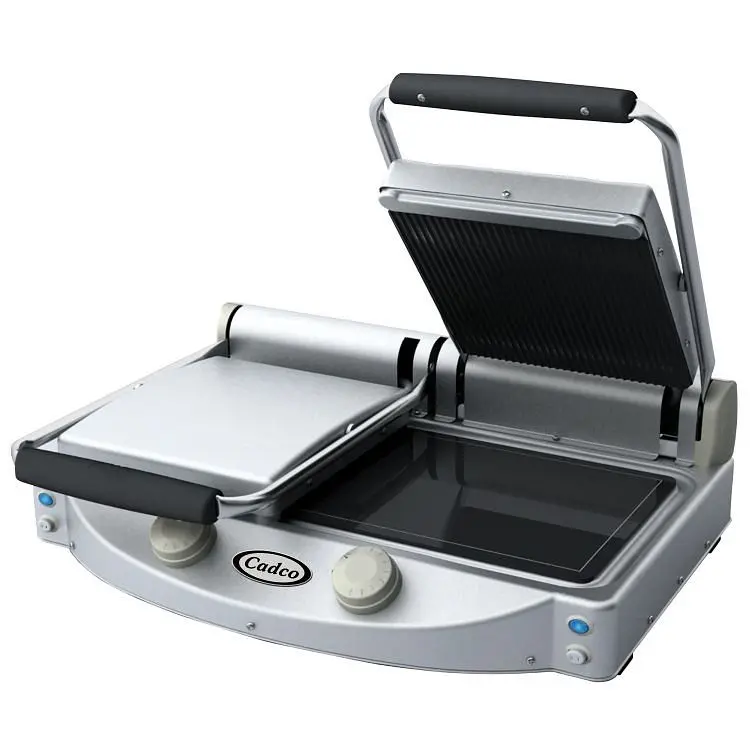 Cadco Double Panini Grill, Glass Ceramic, Straight Knurl Top Plate, CPG-20