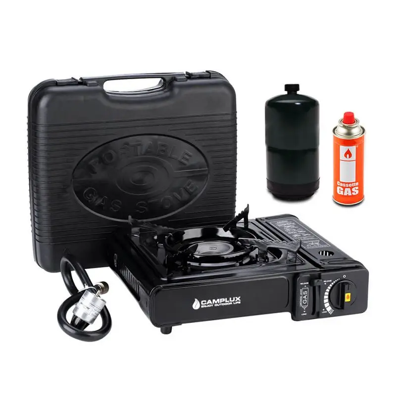 Camplux Dual Fuel Propane & Butane Travel-friendly Outdoor Camping Gas Stove Single Burner Case, Black, JK-5310