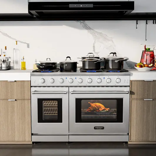 Costway 48 Inches Freestanding Natural Gas Range 7 Burners Cooktop, FP10543