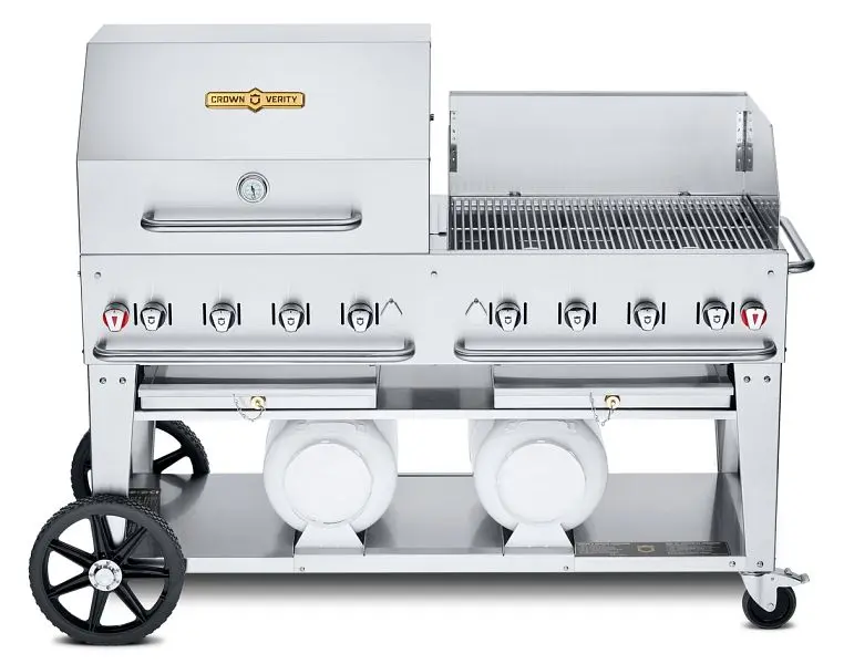 Crown Low-VOC Verity 60" Club Series Grill, Propane (Horizontal Tanks) 30” Roll Dome & 30” Windguard, CV-CCB-...