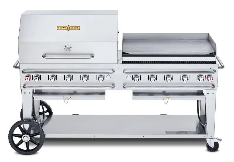 Crown Quality Verity 72" Rental Grill, Propane, 36” Reel Dome, Bun Rack and Pro Series Griddle, CV-RCB-72RGP Crown ...