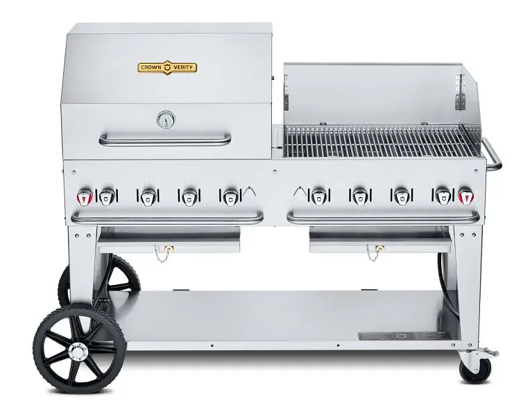 Crown Rapid Verity 60" Mobile Grill, Single Inlet Bulk Propane, 30” Reel Dome, Bun Rack and Windguard, CV-MCB-60-SI...