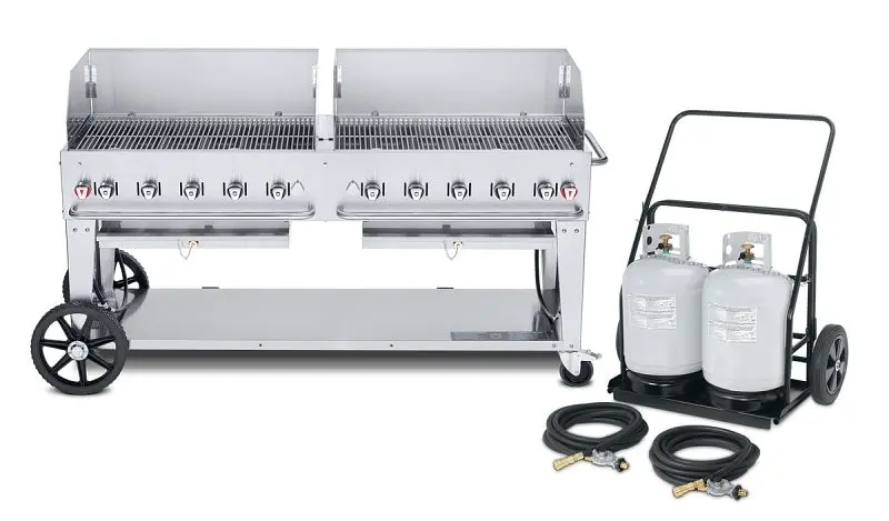 Crown Robust Verity 72" Mobile Grill, Propane (Remote Propane Cart, 2 Tanks) 2-36” Windguards, CV-MCC-72WGP Crown V...