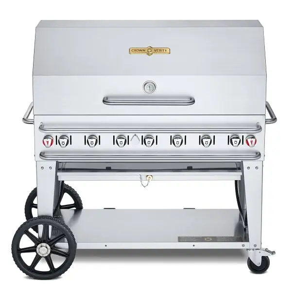 Crown Verity 48" Rental Grill, Liquid Propane, Single Inlet, 48” Roll Dome and Bun Rack, CV-RCB-48RDP-SI50/100