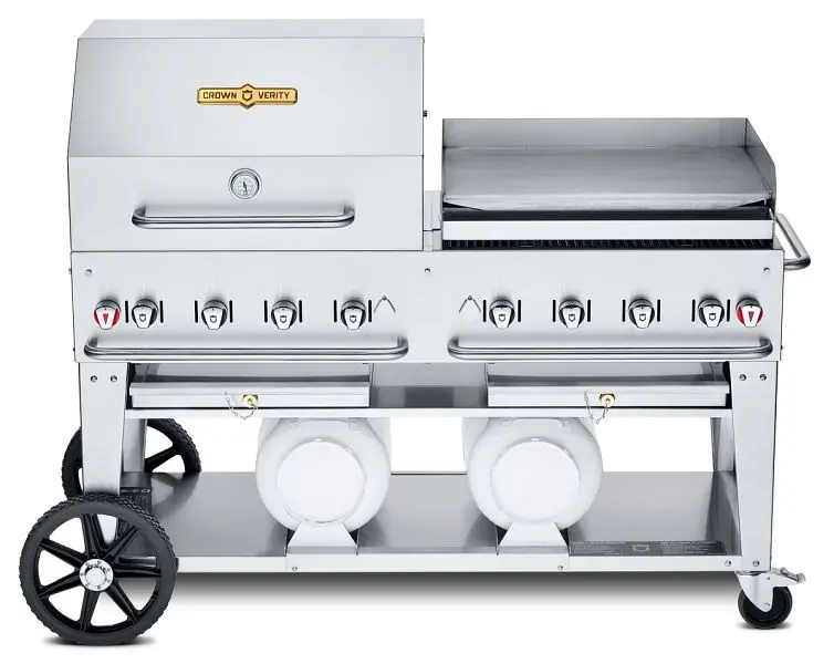 Crown Verity 60" Club Series Grill, Propane (Horizontal Tanks) 30” Coil Dome and 30” Pro Series Griddle, CV-CCB-6...
