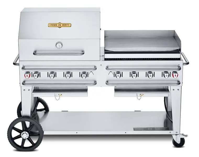 Crown Verity 60" Rental Grill, Liquid Propane, Single Inlet, 30” Coil Dome, Bun Rack and Pro Series Griddle, CV-RCB...