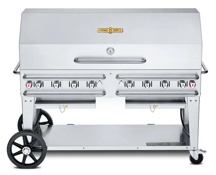 Crown Verity 60" Rental Grill, Single Inlet Bulk Propane, 1-60” Coil Dome and Bun Rack, CV-RCB-60-1RDP-SI-BULK
