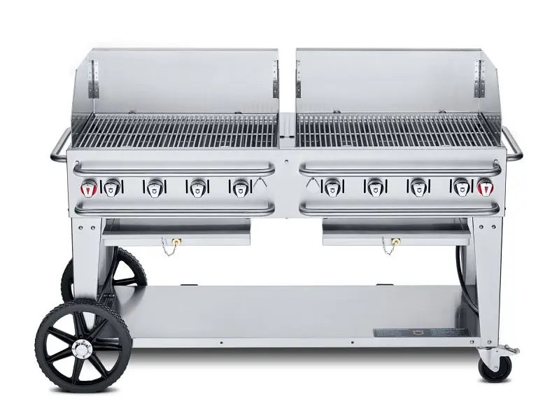 Crown Verity 60" Rental Grill, Single Inlet Bulk Propane, 2-30” Windguard, CV-RCB-60WGP-SI-BULK