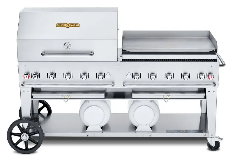 Crown Verity 72" Club Series Grill, Propane (Horizontal Tanks) 36” Reel Dome and 36” Pro Series Griddle, CV-CCB-7...