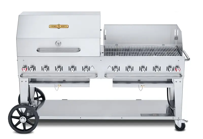 Crown Verity 72" Mobile Grill, Propane 30” Spool Dome, Bun Rack and Windguard, CV-MCB-72RWP-LP