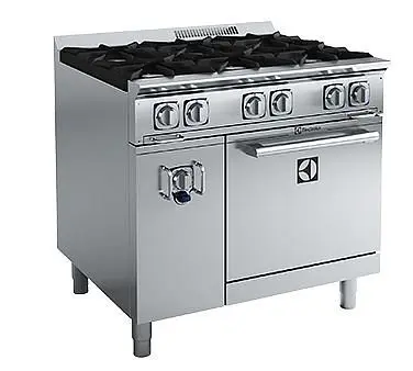 Electrolux Professional EMPower Restaurant Range, gas, 36" wide, (6) 32,500 BTU open burners 34,000 BTU static oven b...